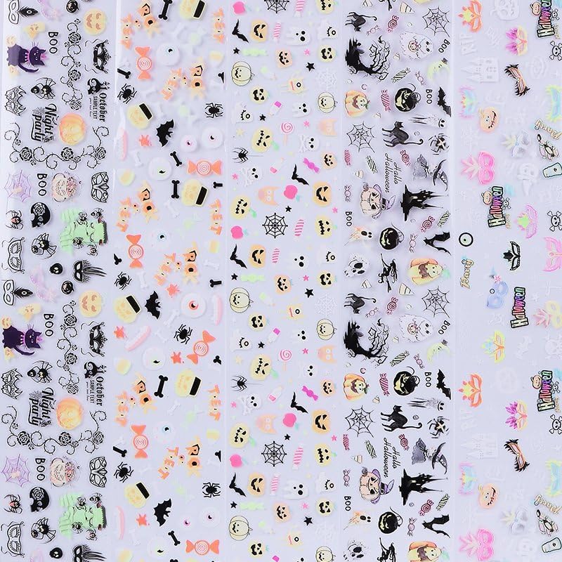 Halloween Nail Foil Transfer Stickers 10 Rolls Pumpkins Skull Nails Stickers Funny Purple Black Bat Nail Foils 1 Box Colorful Starry Sky Paper Nail Decals Halloween Nails Art Sticker Nails Art Decals-Velvo Beauty
