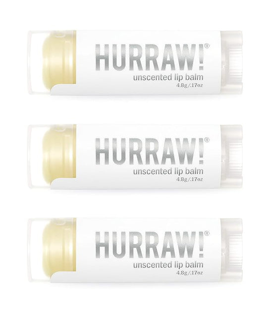 Hurraw! Unscented Lip Balm, 3 Pack: Organic, Certified Vegan, Cruelty and Gluten Free. Non-GMO, 100% Natural Ingredients. Bee, Shea, Soy and Palm Free. Made in USA-Velvo Beauty