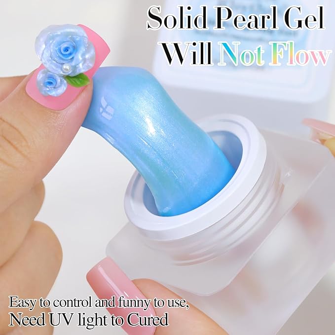 Double Rhythm 3D Nail Gel Pearl Solid Sculpting for Nail Art Non-Sticky Hard for Building Carving Molding Extension Soak Off UV/LED Salon Home DIY 0.5 Oz (Blue-Silk 09)-Velvo Beauty