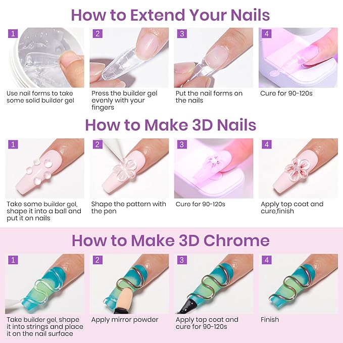 MIZHSE Solid Builder Gel for Nails, 60g Large Capacity Clear 3D Sculpting Gel for Nails Hard Gels Non-Sticky Hand Carving U V/LED Extension Gels with 3D Mold Nail Art Salon Home DIY-Velvo Beauty