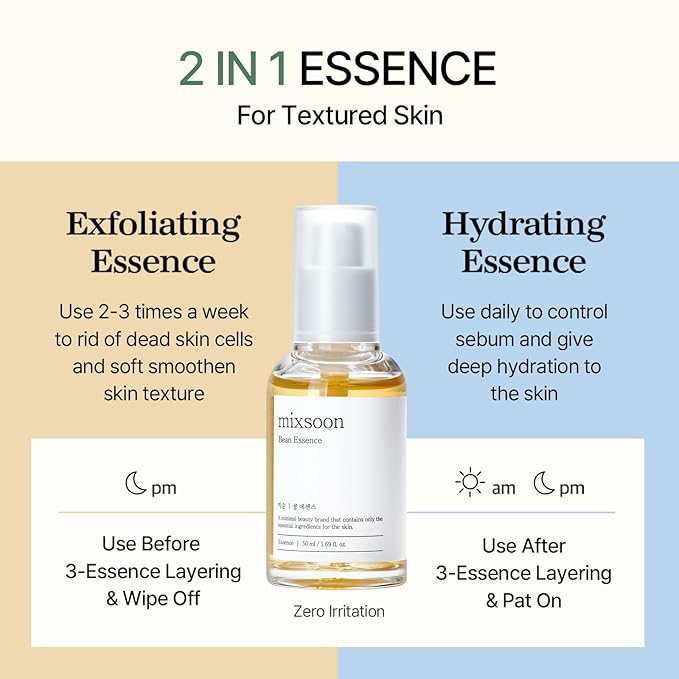 mixsoon Bean Essence 1.01 Fl.Oz. / 30ml (Pack of 1) Exfoliating Hydrating Korean Skin Care Hyaluronic Acid Serum Korean Glass Skin Care-Velvo Beauty