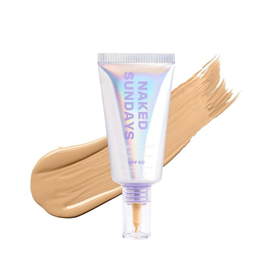 Naked Sundays BeautyScreen™ SPF 50 Mineral Peptide Foundation Tint – 2-in-1 Skin Tint & Mineral Sunscreen | Radiant, Buildable Coverage, Acne-Safe, Infused with Peptides (3 Warm Honey, 1.01 oz)-Velvo Beauty