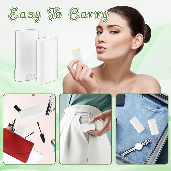 30 Pieces 15g/0.5oz White Oval Plastic Lip Balm Tubes,Empty Deodorant Bottles,Twist-Up Chap Stick Storage Containers for DIY Homemade Sunscreen Bar,Moisturizing Stick,Crayon-Velvo Beauty