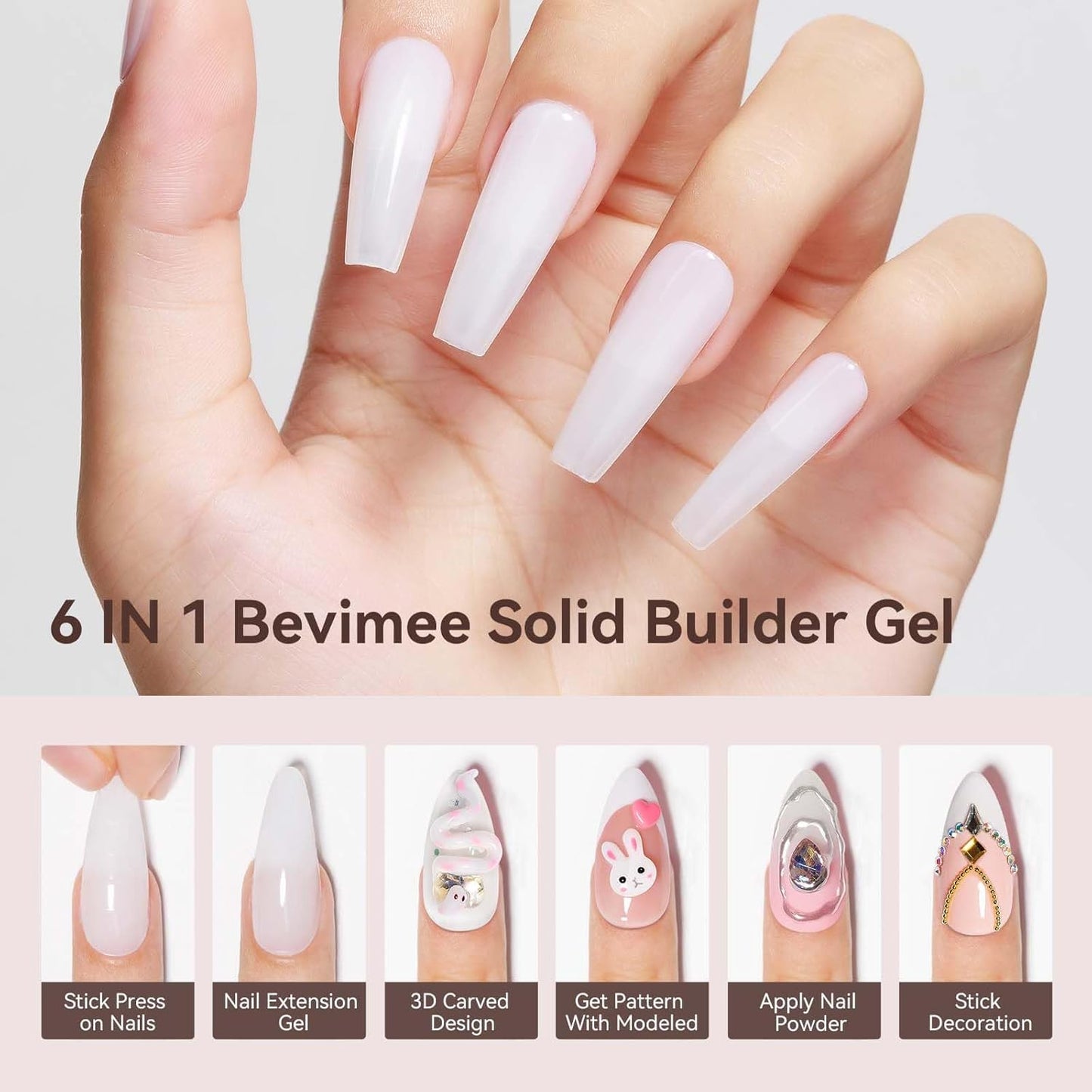 Solid Builder Gel For Nails, White 3D Nail Gel Art Hard Gel For Nails, 18g Non-Sticky Hand Molding Carving Gel For Nail Sculpting Extension Gel, Salon DIY At Home-Velvo Beauty