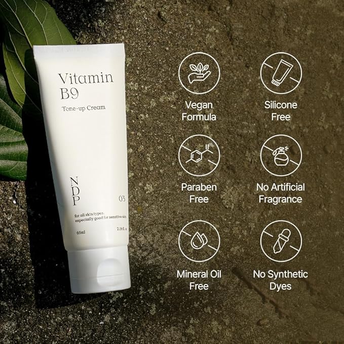 NDP Vitamin B9 Tone-up Cream, Silicone Free Face Primer for Pore Minimizing, 95% Pure Cica Extract, Breathable Skin Formula, Glass Skin & Lightweight, V-Cream Clean K-Beauty (65ml / 2.19 Fl Oz)-Velvo Beauty