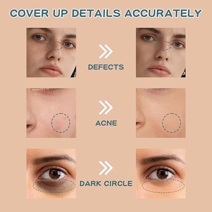 Concealer Stick Full Coverage, Cream Color Corrector Makeup, Dual Ended Conceal Pen with Brush, Waterproof Matte Eraser Dark Circles, Blemish, Pores, Spots Buildable for All Skin Types- Natural-Velvo Beauty