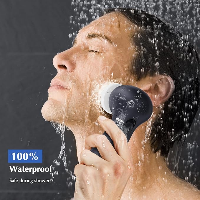 COSLUS Facial Cleansing Brush Silicone Face Scrubber: 7 in 1 FBS-D Electric Exfoliating Rotating Massage Device Waterproof Deep Cleaning Exfoliation Spa Machine - Electronic Skin Care Wash System-Velvo Beauty