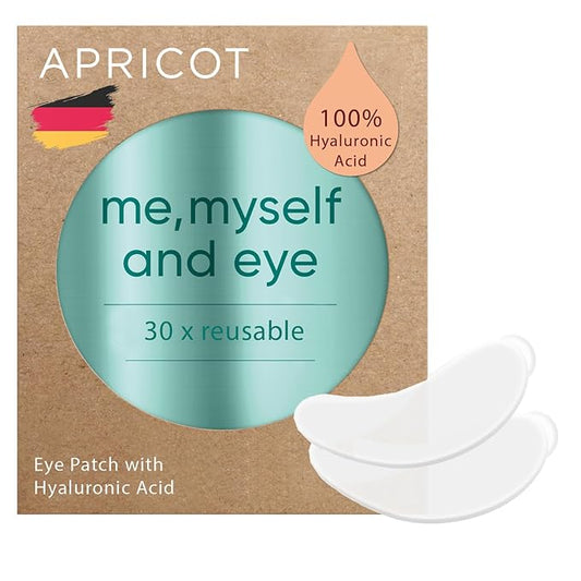 APRICOT Eye Patches with Hyaluronic Acid (pack of 1) I Anti-Aging Eye Pads "Me,Myself and Eye" I Reduces eye wrinkles I Reusable eye patches I Silicone pads against wrinkles I Made in Germany-Velvo Beauty