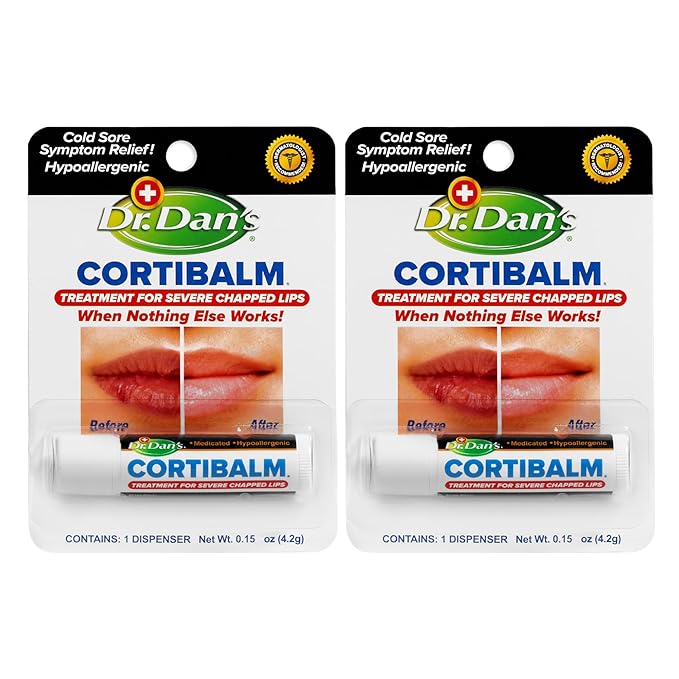 Dr. Dan's Cortibalm-2 Pack- for Dry Cracked Lips - Healing Lip Balm for Severely Chapped Lips - Designed for Men, Women and Children-Velvo Beauty