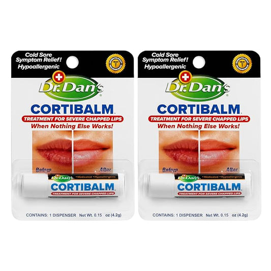 Dr. Dan's Cortibalm- 2 Pack- for Severe Chapped Lips and Cold Sore Relief-Velvo Beauty