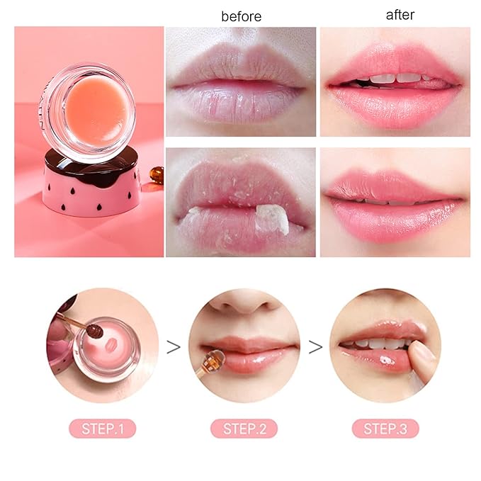 2Pcs Bee Lip Balm Honey Pot, Honey & Strawberry Lip Balm Moisturizing Lip Sleep Mask with Stick Hydrating & Prevention Dry and Cracked Lip Scrubs Exfoliator, Reduces Lip Lines-Velvo Beauty