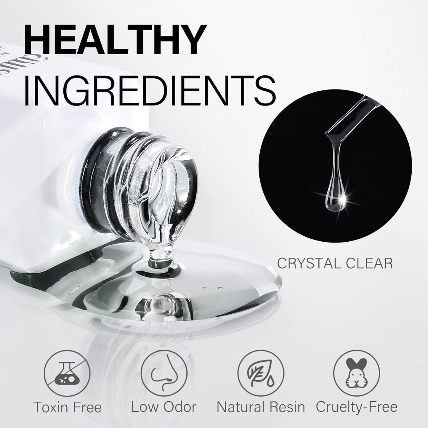 AILLSA Gel Nail Glue for Acrylic Nails, 4 in 1 Super Strong Nails Gel Glue for Fake Nail Tips,15ML High Capacity Long Lasting Brush On Nail Glues for Rhinestone Pearl Foil, (U V Lamp Curing Needed)-Velvo Beauty