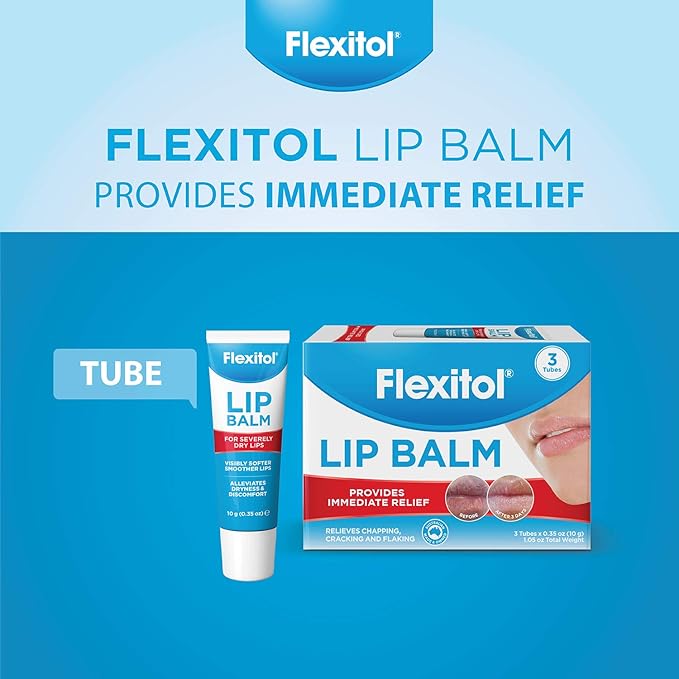 Flexitol Lip Balm, 0.35 Ounce Tube, Cream White, 3 Count (Pack of 1)-Velvo Beauty