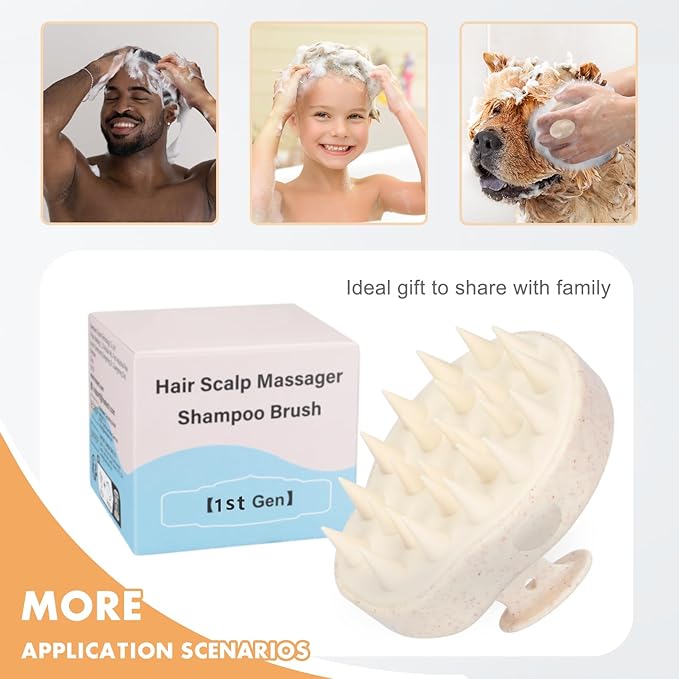 FREATECH 2-Pack Wheat Straw Hair Scalp Massager Shampoo Brush with Silicone Bristles for Hair Growth and Dandruff, Scalp Scrubber Head Exfoliator for Wet & Dry Use, Women Men Kids-Velvo Beauty