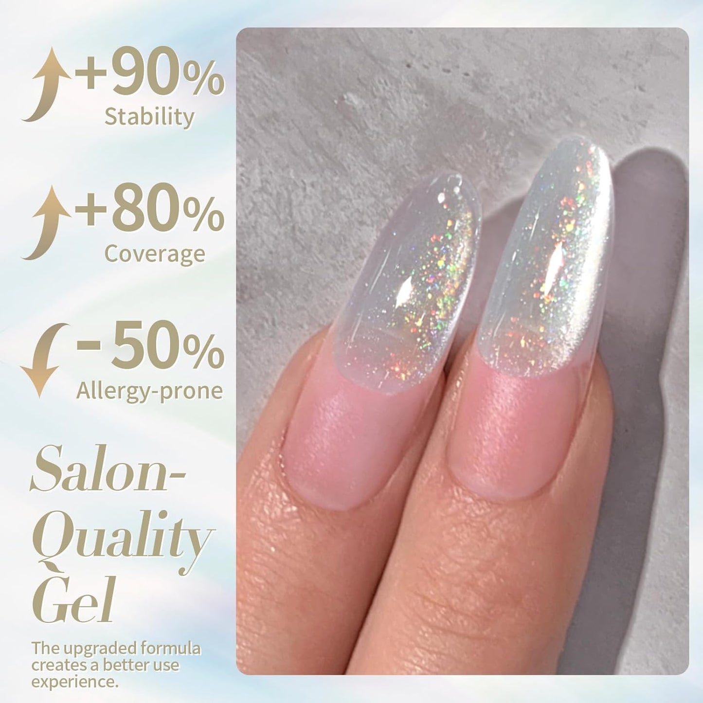 Born Pretty White Glitter Cat Magnetic Eye Gel Nail Polish, Holographic Glitter Iridescent Gel Nail Polish Soak Off Led Gel Nail Polish Nail Art Gel Manicure Salon DIY Gifts 15ML-Velvo Beauty