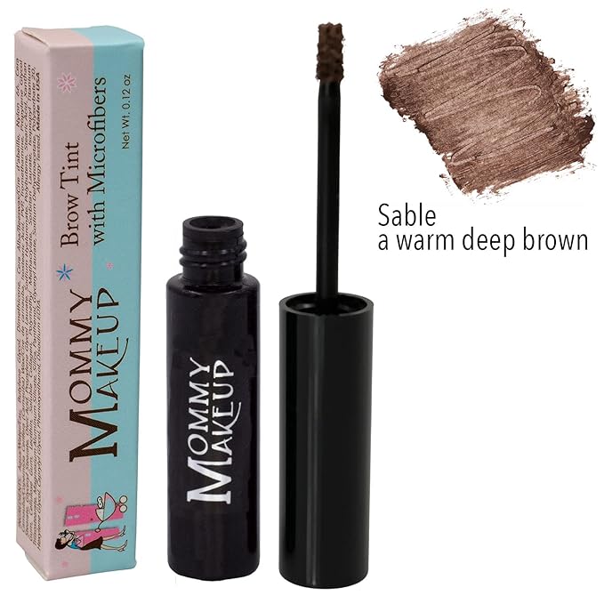 Brow Tint with Microfibers - 4-in-1 Tinted Eyebrow Gel to Groom, Hold, Sculpt & Color Your Brows, Covers Gray Hair - Water Resistant, Clump-Free, Long Lasting (Sable) by Mommy Makeup-Velvo Beauty