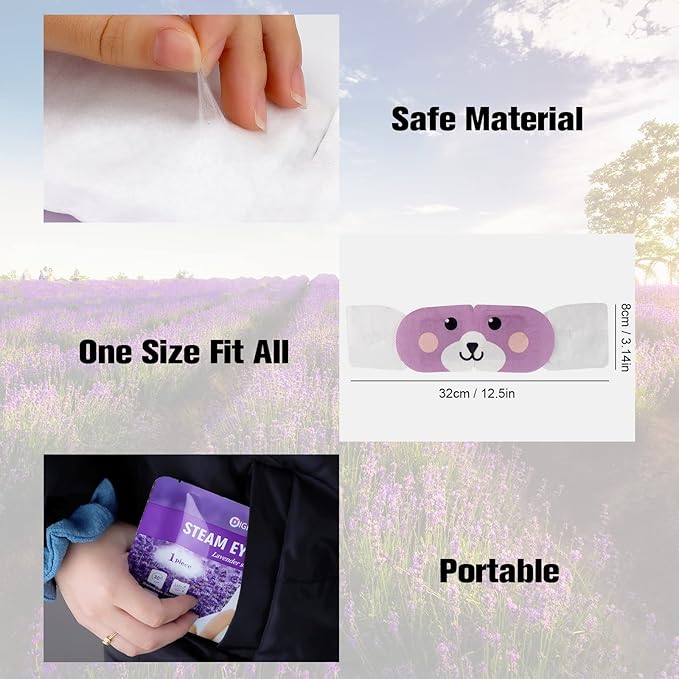 Steam Eye Mask for Dark Circles and Puffiness 20 Pcs, Lavender Disposable Eye Warm Compress for Dry Eyes, Soothing Headache Migraine, Stye Treatment, Relief Stress Eye Fatigue-Velvo Beauty