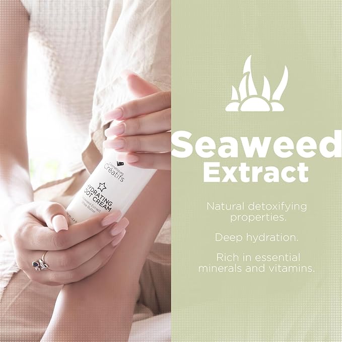 Hydrating Foot Cream for Dry Cracked Heels and Feet, 3.4 fl. oz., Deep Moisturizing Seaweed Extract and Shea Butter, Restores Soft Supple Skin-Velvo Beauty