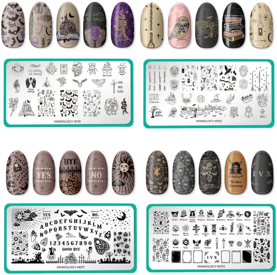 Maniology Sorcery and Spells Nail Stamping Plate Set, Halloween Plates Bundle, Sorcery Wizards Spirit Speaks Ouija Board Tarot Cards Manicure-Velvo Beauty