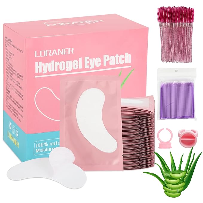 350 PCS Under Eye Gel Pads,Eyelash Mascara Brushes,Holder Eyelash Extension Rings - 100% Naturel Lint Free,Comfy and Cool,Eyelash Extension Eye Pads,Hydro gel Eye Patches Beauty Tool(Pink)-Velvo Beauty