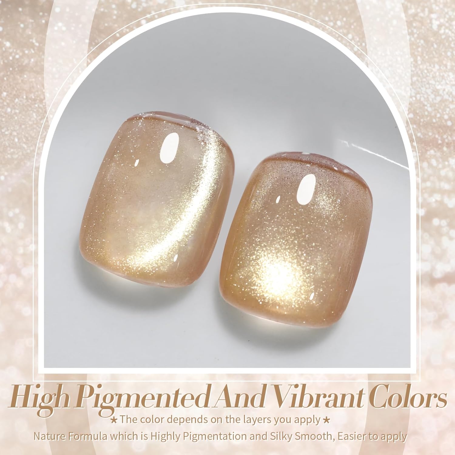 Born Pretty Cat Magnetic Eye Gel Nail Polish Champagne Gold Holographic Glitter Gel Polish Glass Magnetic Gel Nail Polish 15ML-Velvo Beauty