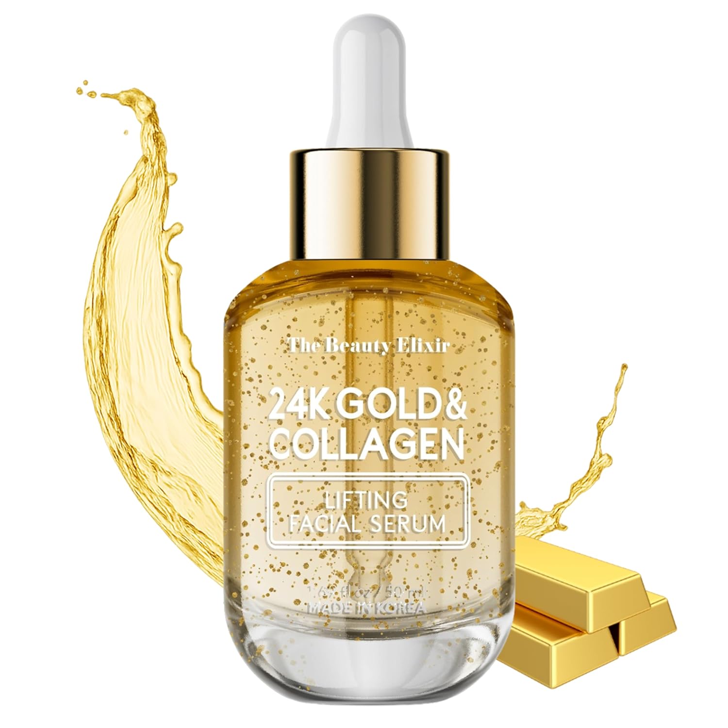 Collagen Serum For Face with 24k Gold - Dermatologist Tested - Anti Aging, Ultra Hydrating, Fine Lines & Wrinkle Treatment - Clean Beauty Korean Skin Care for All Skin Types - 1.69oz-Velvo Beauty