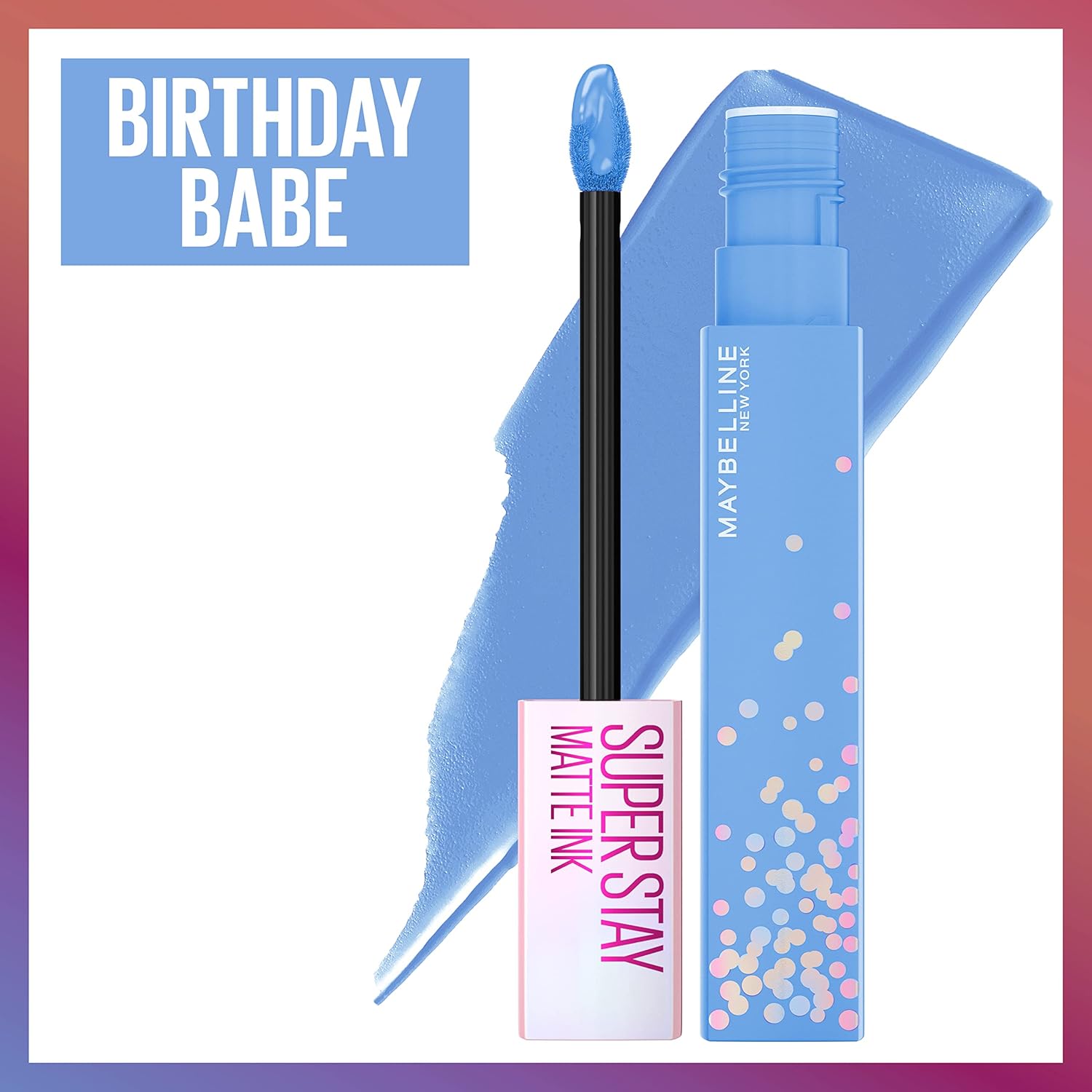 MAYBELLINE New York Super Stay Matte Ink Liquid Lipstick, Transfer-Proof, Long-Lasting, Limited-Edition Birthday-Cake-Scented Shades, Birthday Babe, 0.17 fl oz-Velvo Beauty