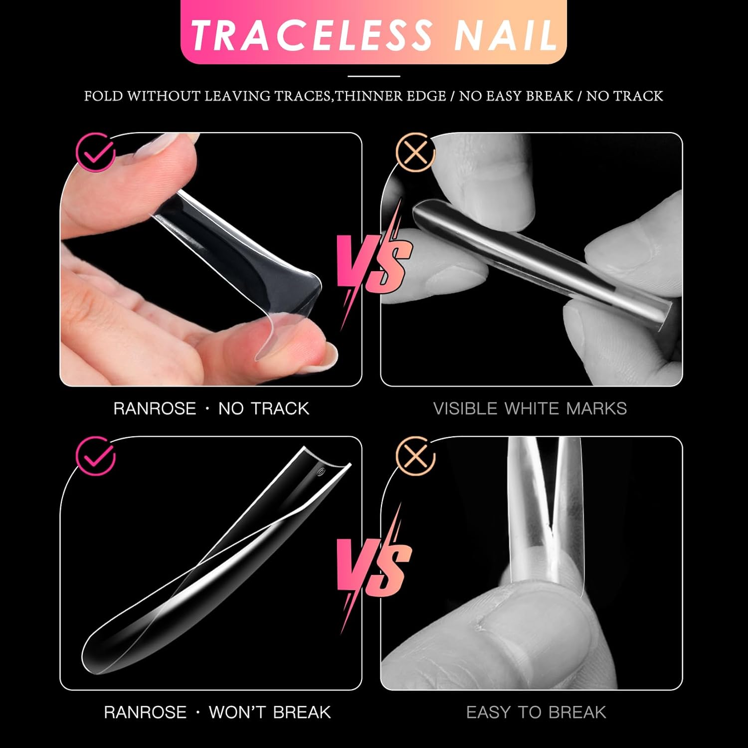 Ranrose Extra Long Nail Tips,240PCS XXXL Square Acrylic Tips Full Cover Clear Straight Tapered-Velvo Beauty