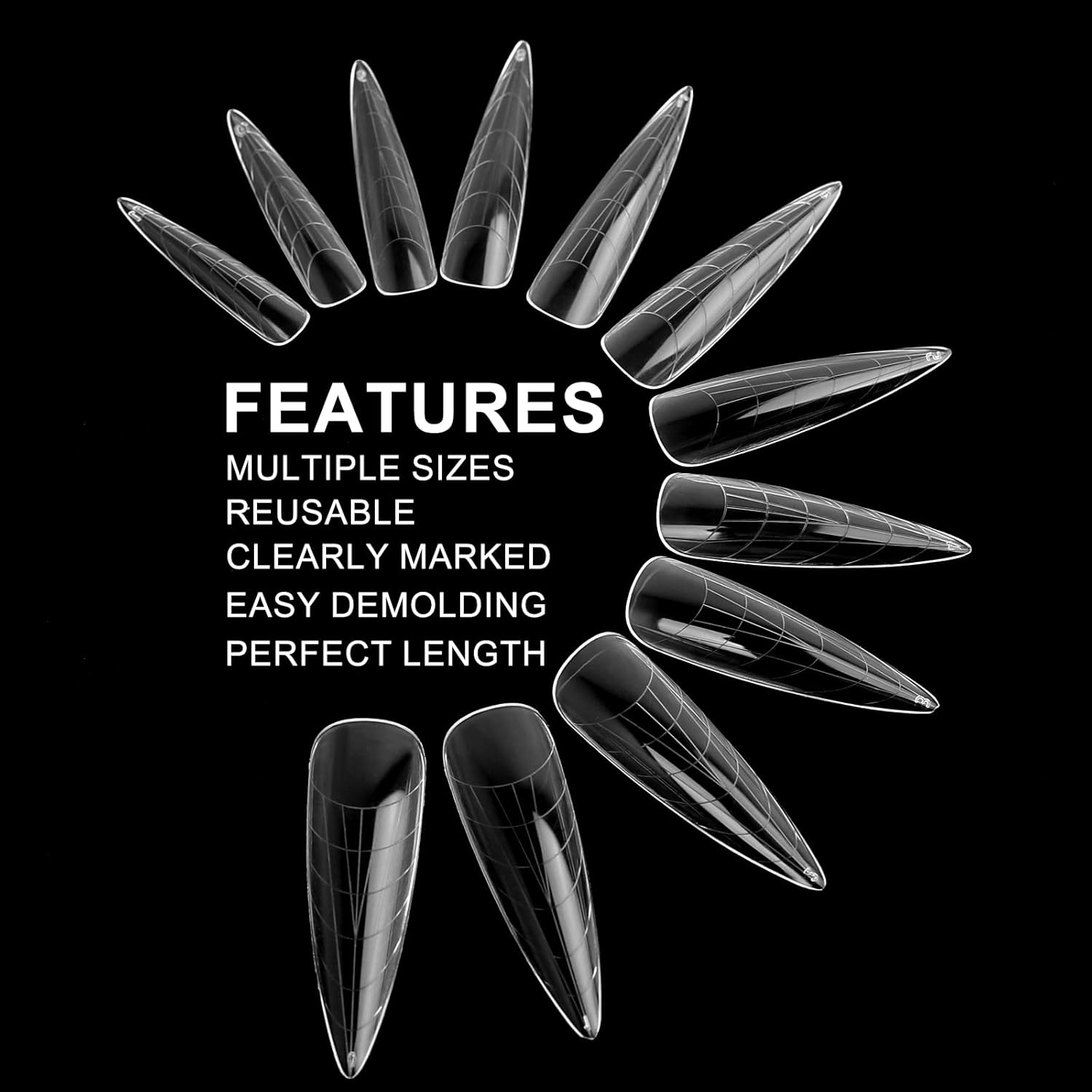 120Pcs Matte Dual Nail Forms,Long Almond Extension Poly Nail Gel Nail Forms Full Cover Nail Molds 12 Sizes for Solid Nail Gel Glue Nail Art Design Salon&DIY-Velvo Beauty