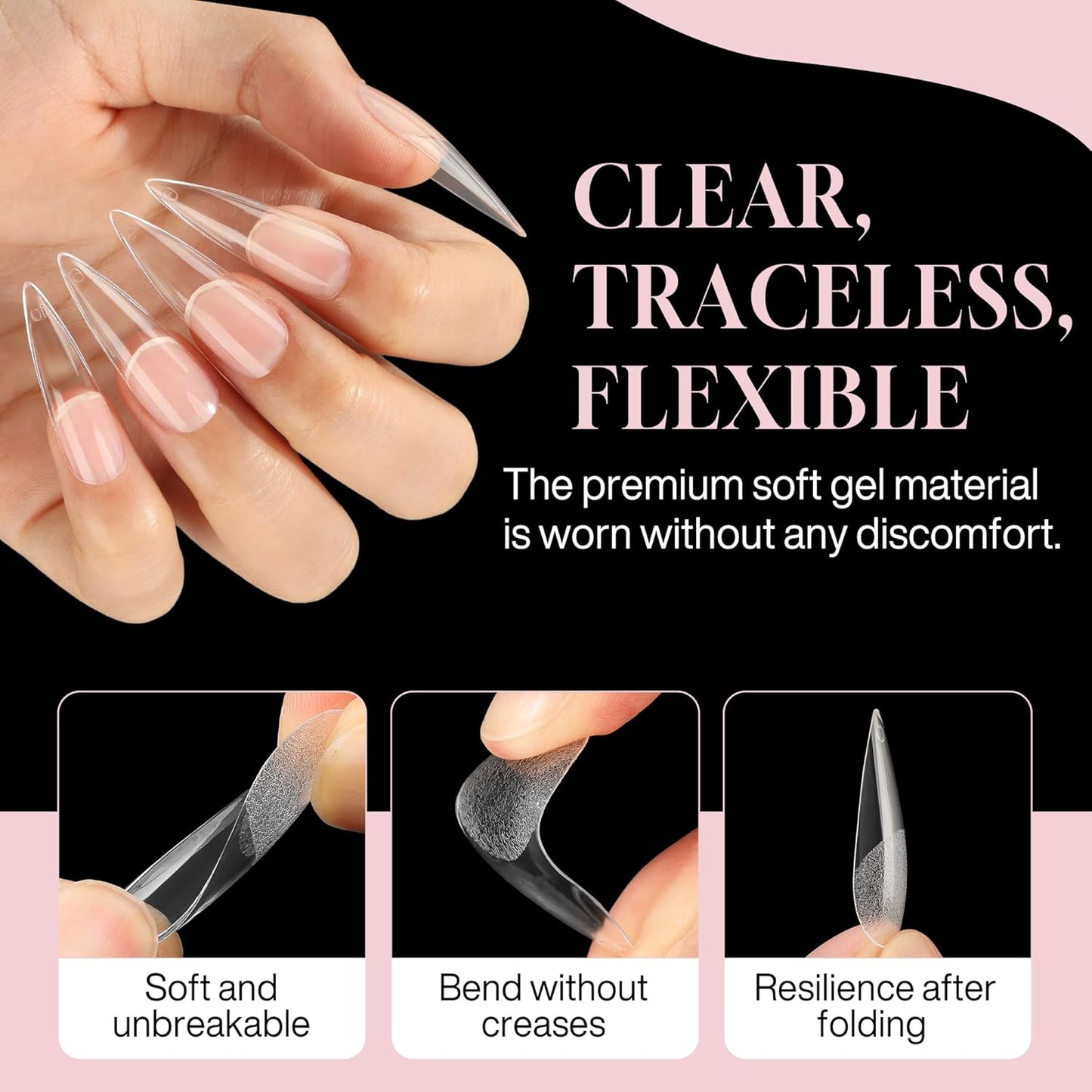 Long Stiletto Nail Tips: 240pcs Long Almond Matted Stiletto Gel Nail Tips No C Curve False Acrylic Fake Nails Full Cover Press On Nails Extensions DIY Home Salon 12 Sizes-Velvo Beauty