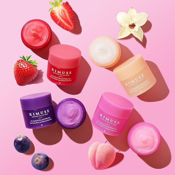 KIMUSE Lip Sleeping Mask Set - Overnight Treatment Lip Care Products | Moisturize & Nourish, Cracked Dry Lips, Intense Hydration with Shea Butter (Colorful Berries)-Velvo Beauty