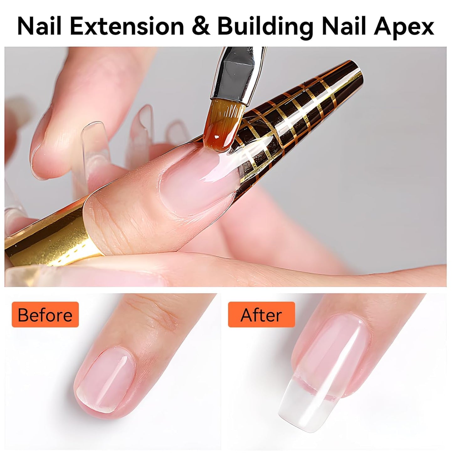 Makartt Clear Gel Builder Kit: Self-Levelling, Long Lasting Extension Hard Gels for Strengthener, Broken Nails Repair Gel Kit with Paper Forms, Dual forms, Nail File and Dual-End Brush 1.06 oz-Velvo Beauty