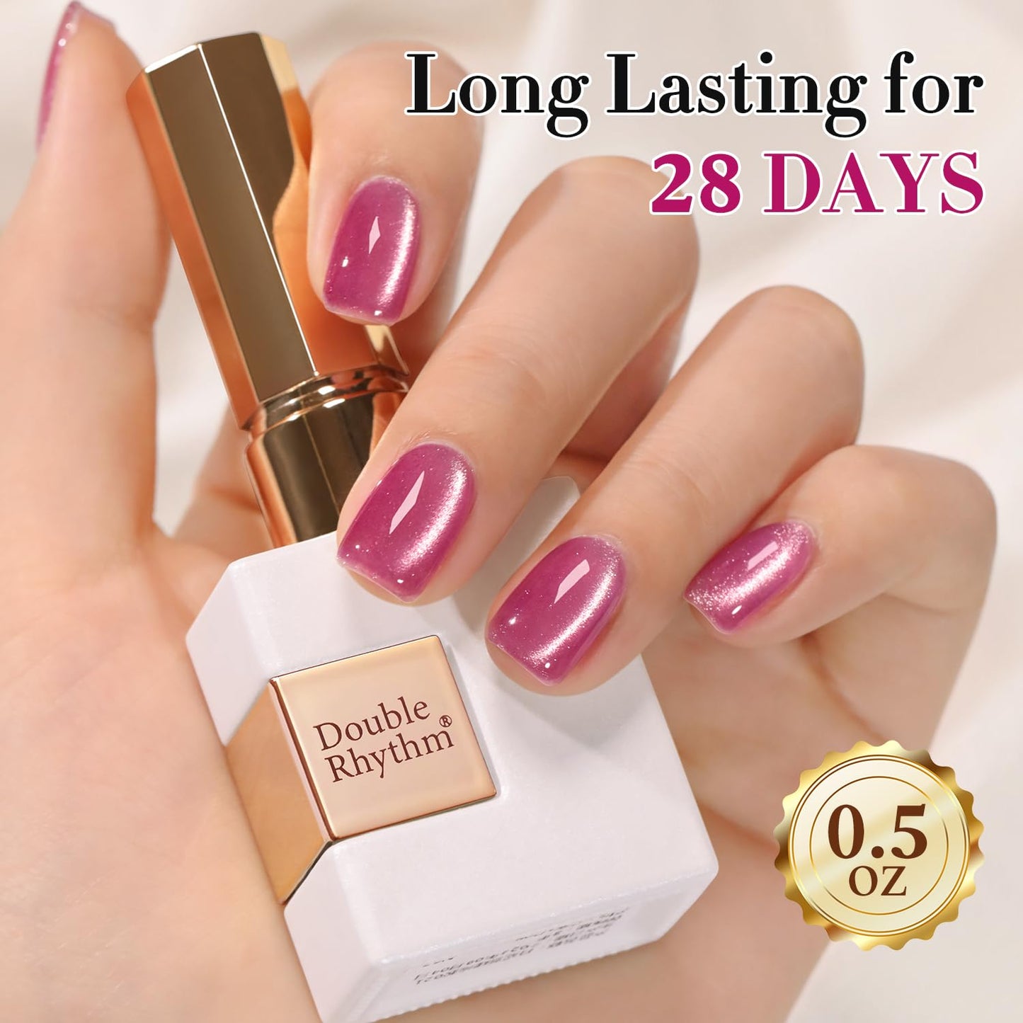 Double Rhythm Cat Eye Gel Polish with Magnet 15ML Holographic Glitter Shimmer Translucent Sheer Color Jelly Glass Magnetic Gel Polish Salon DIY at Home (Purple Pink-MC1043)-Velvo Beauty