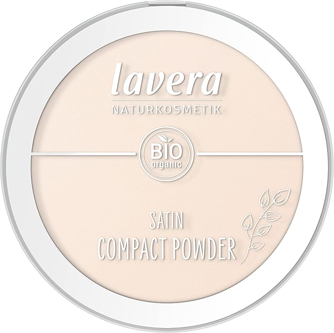 lavera Satin Compact Powder -Light 01- nude - almond oil & rice powder - Vegan - matting - long-lasting - Velvety texture 0.32 Fl Oz-Velvo Beauty