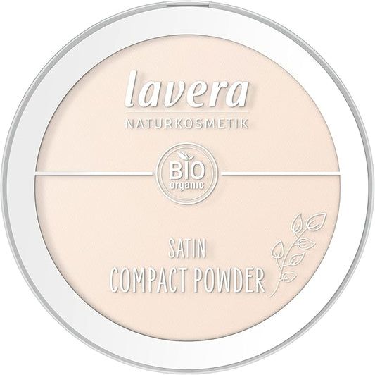 lavera Satin Compact Powder -Light 01- nude - almond oil & rice powder - Vegan - matting - long-lasting - Velvety texture 0.32 Fl Oz-Velvo Beauty