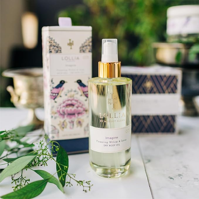 LOLLIA Imagine Dry Body Oil, 6.8 Fl. Oz. – Flowering Willow & Lotus – Women’s, Scented, Moisturizing, Dry Body Oil for Women, For All Skin Types-Velvo Beauty