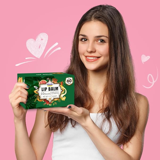 AZEN 60 Pack Lip Balm, Natural Lip Balm Bulk, Lip Care Product, Moisturizing Lip Balm for dry cracked lips - 10 Flavors-Velvo Beauty