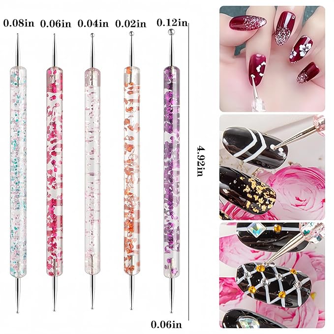 36Pcs Nail Art Brush Set, Acrylic Nail Brushes, Dotting Tools, Liner & Dust Brush, Drawing Pens For Gel Polish, sponge Polishing Rubs, Professional Nail Art Tools For Beginners & Salon Home Use-Velvo Beauty