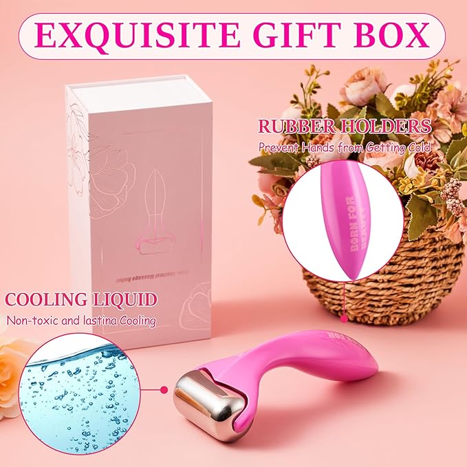 360° Rotating Ice Roller for Face-Stainless Steel Facial Massage Tool for Skin Tightening, Ice Face Roller -Wrinkle Reduction & Dark Circle Relief, Gift for Skincare Enthusiasts.-Velvo Beauty