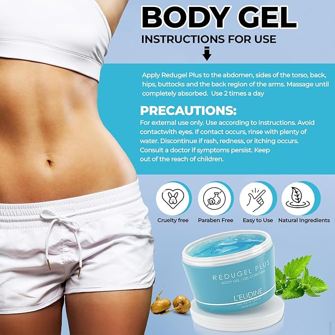 L’EUDINE Redugel Plus Skin Tightening Cream for Body, Firming Cream with Mint Oil, Field Horsetail, Marine Algae, Maca Extract, Skin Firming and Tightening Lotion – 8oz-Velvo Beauty