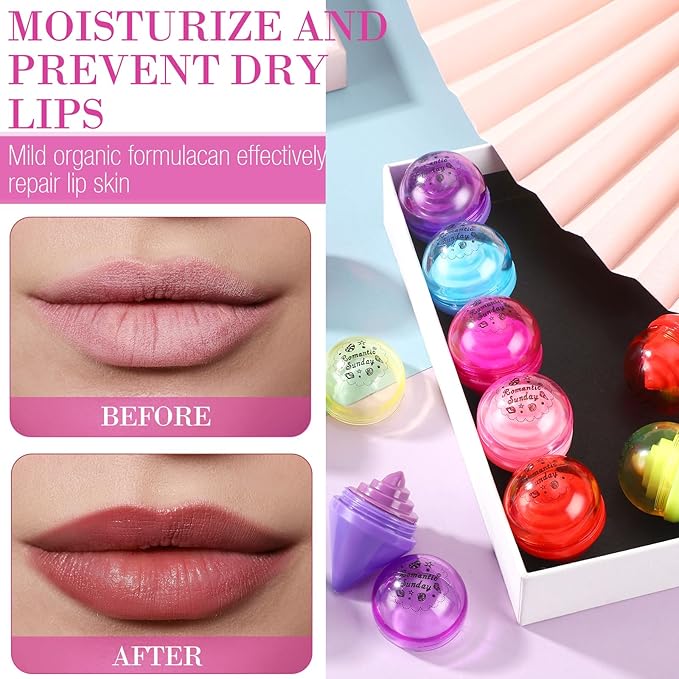 48 Pcs Ice Cream Party Decorations Lip Balm New School Classroom Gift for Preschool Toddler Back to School Exchange Party Favors Fruit Taste Lip Care Gift Birthday Gift Moisturizing Lip Balms-Velvo Beauty