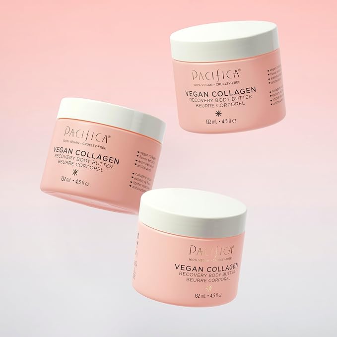 Pacifica Beauty | Vegan Collagen Body Butter | Hydrating, Nourishing, Moisturizer | Long-Lasting Hydration | Cream Lotion for Dry Skin | Light Floral Scent | Paraben Free | Vegan + Cruelty Free-Velvo Beauty