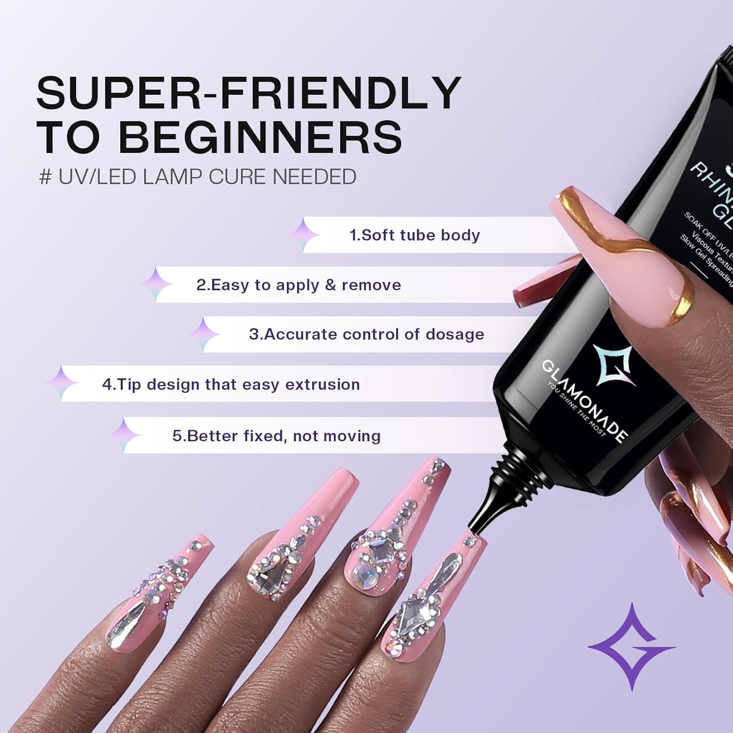 Nail Rhinestone Solid Glue: 30g Super Strong Gel for Nail Gems Charms No Wipe Clear Gel for 3D Nail Art DIY Nail Designs Nail Tech Must Supplies-Velvo Beauty