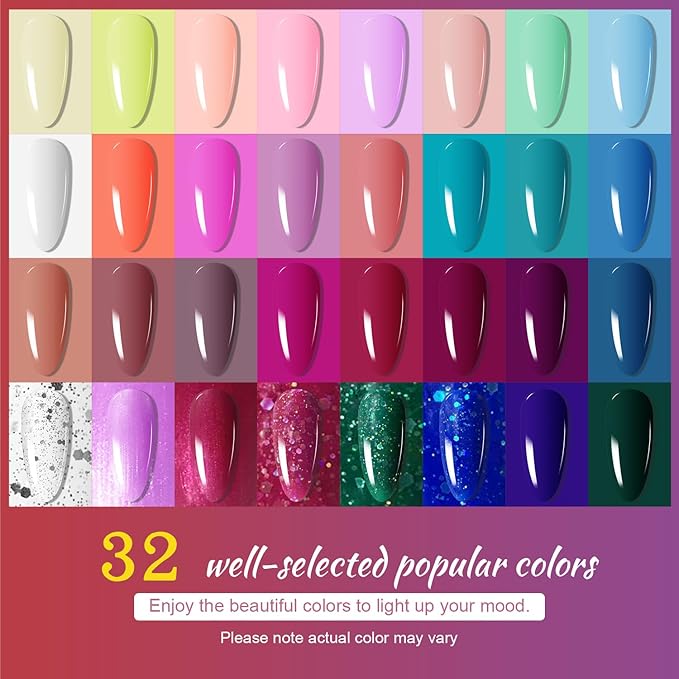 JODSONE Gel Nail Polish Kit with U V Light 32 Colors Gel Polish Set Soak Off Nail Kit Nail Art Salon or Home DIY Manicure Tools Gifts for Women-Velvo Beauty
