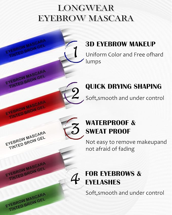 Tinted Eyebrow Gel Mascara- 1Pcs Long Lasting Waterproof Burgundy Tinting Eye Brow Glue Colored Mascara, Dark Red Brow Filler Curling rimel de pestañas, Mother's Day Eye Makeup Gift for Women Girl-#11-Velvo Beauty