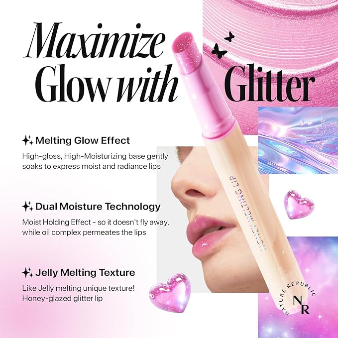 Nature Republic HONEY MELTING LIP 13-14 GLITTER (AURORA GLITTER)-Velvo Beauty