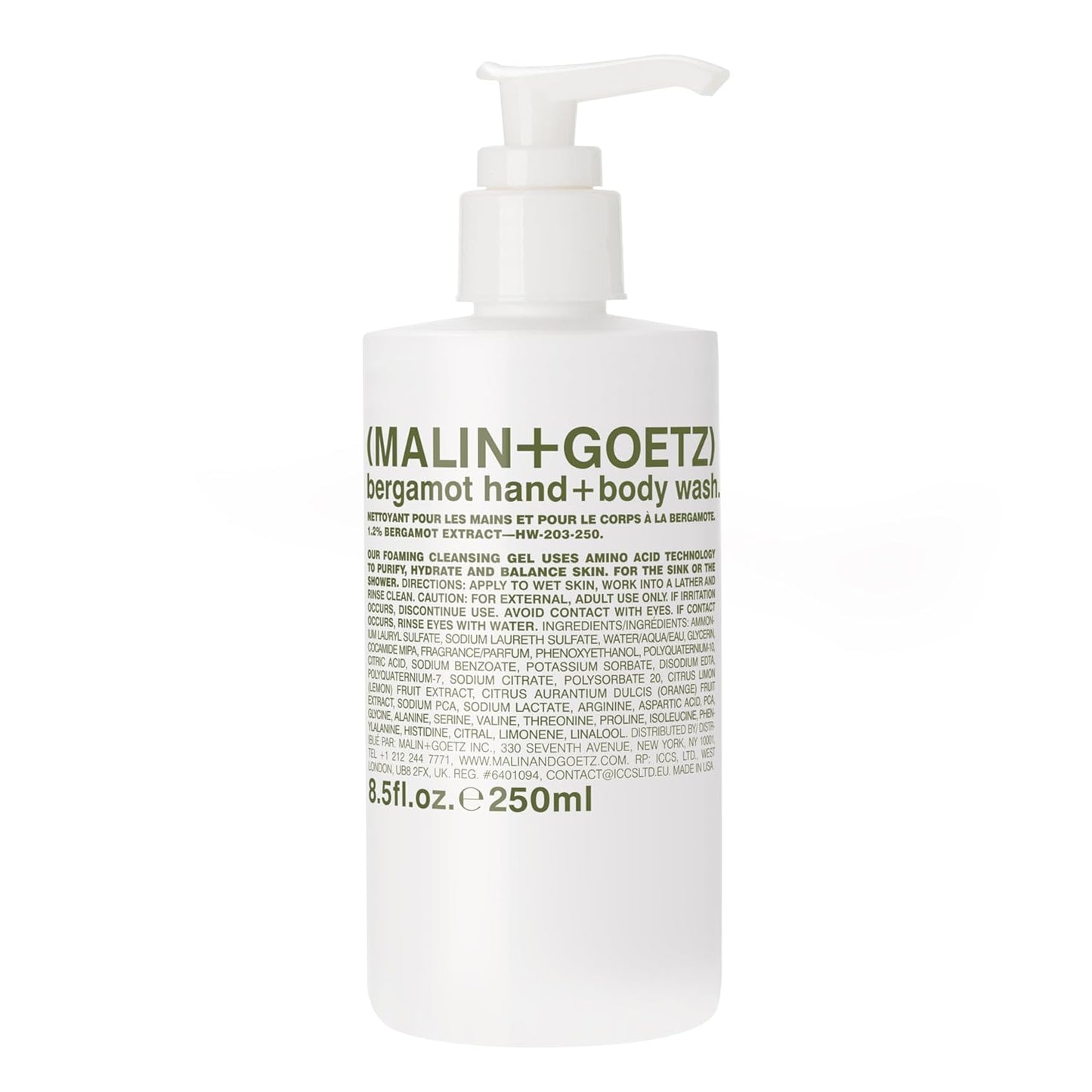 MALIN+GOETZ Women's Bergamot Hand + Body Wash, Clear, 8.45 Fl Oz (Pack of 1)-Velvo Beauty