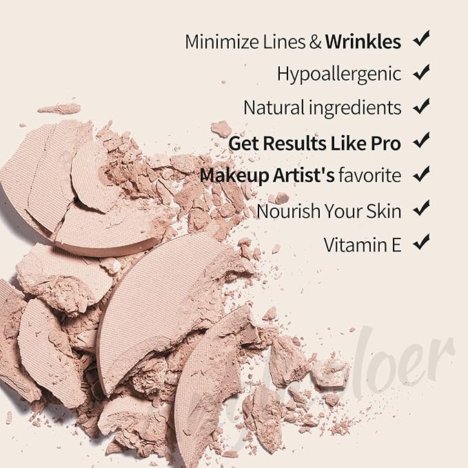 AQUAPURITY - PHOERA Sheer Matte Fixing Powder Makeup Base Fixer Setting Powder Foundation Fixing Compact Pressed Powder Long Lasting Make Up Fixer Skin Vitamin E Beauty Blender (204 Buff Beige…)-Velvo Beauty