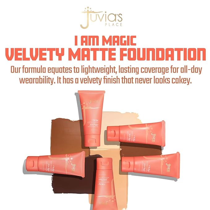 Juvia's Place I Am Magic Velvety Matte Liquid Foundation 410 - Nairobi - Tan w/Cool Undertone, Makeup Foundation Full Coverage, Lightweight, Long Wear, Velvety Matte Finish-Velvo Beauty