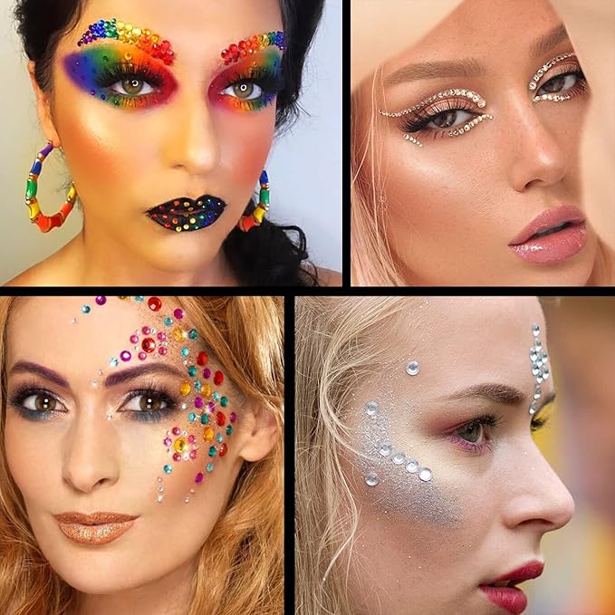 Flat Back Rhinestone Kits Colorful Rhinestones+Transparent White Gems With Picker Pencil And Tweezer For Home DIY And Professional Nail Art-Velvo Beauty